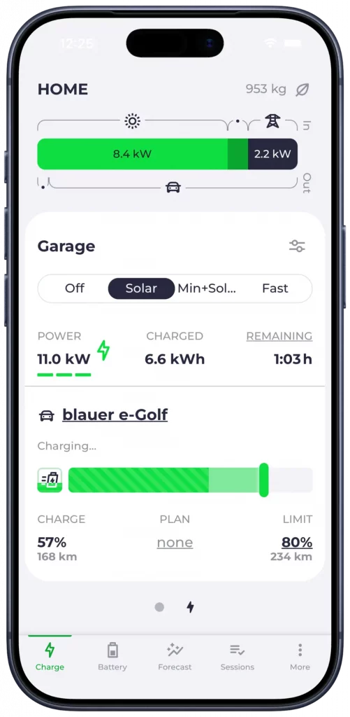 evcc HEMS App Hauptseite