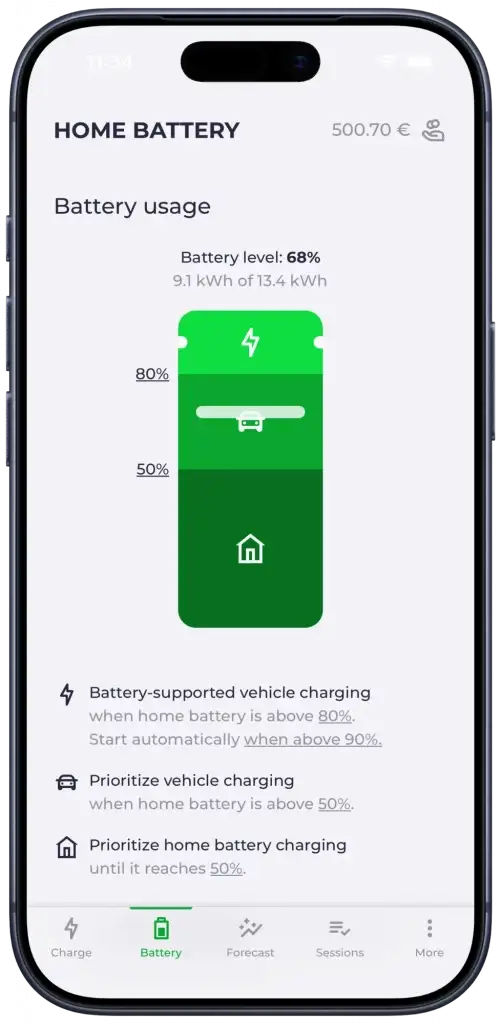 evcc HEMS App Batterie
